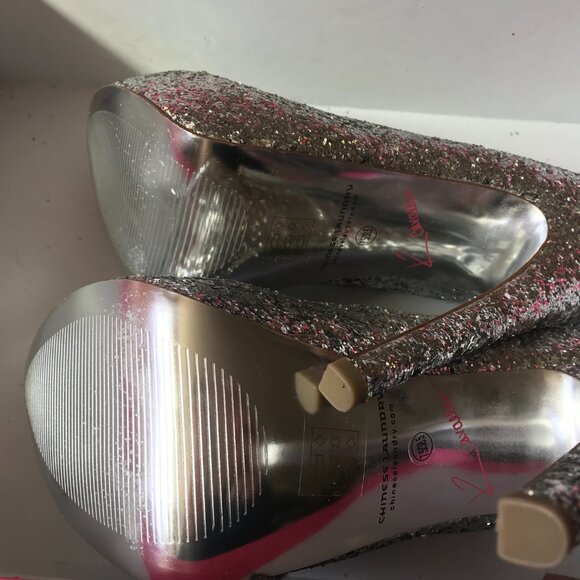 Chinese Laundry Kristin Cavallari 'Liberta' Silver Platform Stilletos size 7.5 - Picture 9 of 10